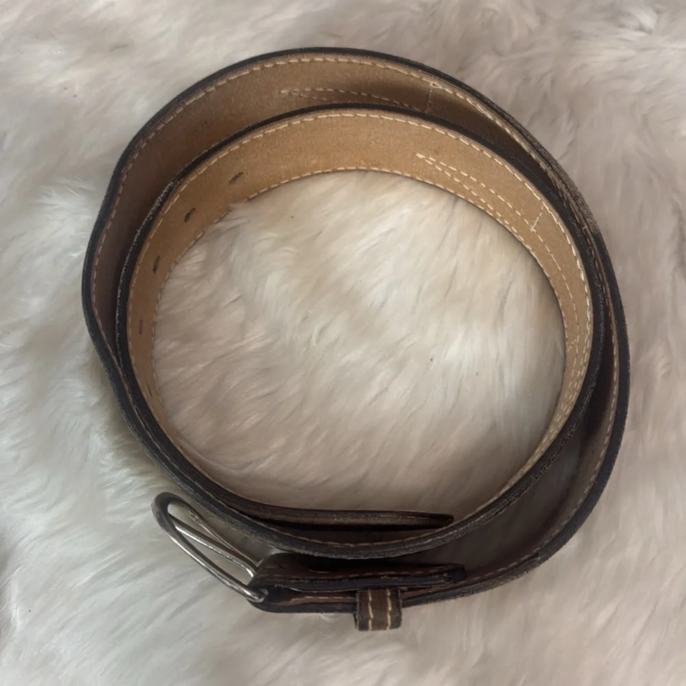 Vintage Split Cowhide Western Brown Green Leather Men Size 40
